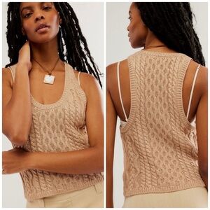 Free People NWOT | High Tide Cable Knit Tank in Shooting Start Combo | L
